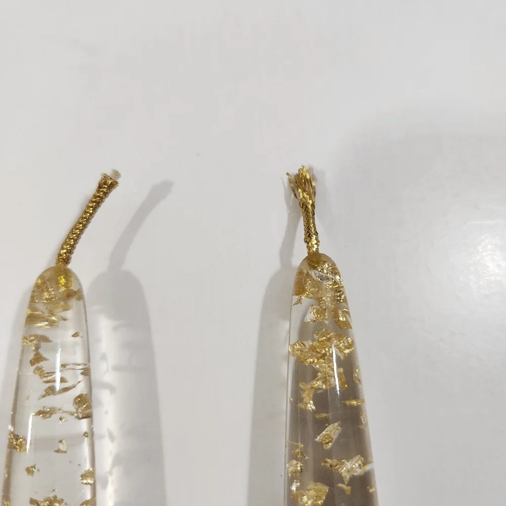 Vintage Pair Lucite Gold Fleck Candles